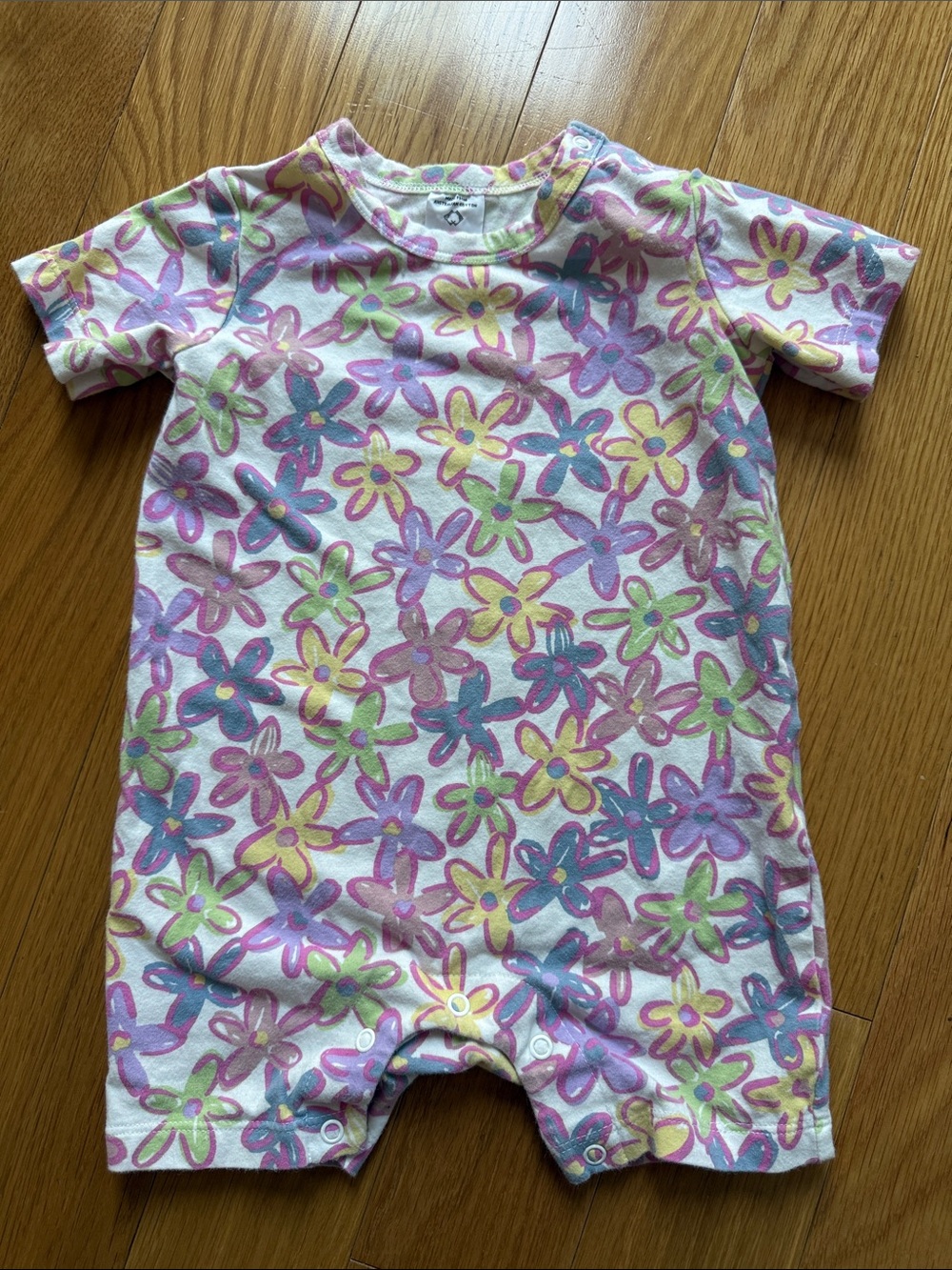 Baby Floral Short-Sleeve Romper in Pastel Multi - Unbranded